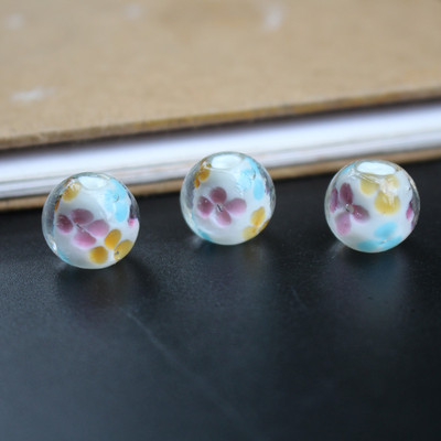 10 vnt 12 mm 14 mm rankų darbo stiklo šviestuvų karoliukai Gėlė Tiesiog purpurinė žalia ruda spalva papuošalų gamybai didmeninė ir mažmeninė prekyba