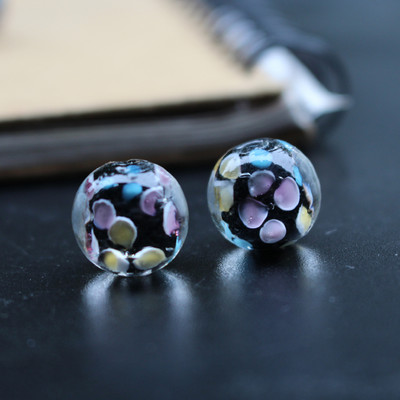 10 vnt 12 mm 14 mm rankų darbo stiklo šviestuvų karoliukai Gėlė Tiesiog purpurinė žalia ruda spalva papuošalų gamybai didmeninė ir mažmeninė prekyba