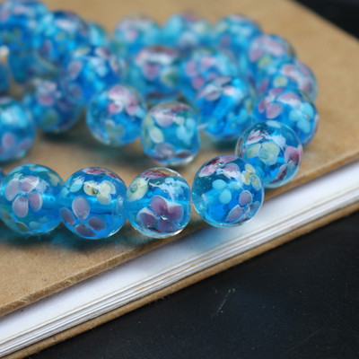 10 vnt 12 mm 14 mm rankų darbo stiklo šviestuvų karoliukai Gėlė Tiesiog purpurinė žalia ruda spalva papuošalų gamybai didmeninė ir mažmeninė prekyba