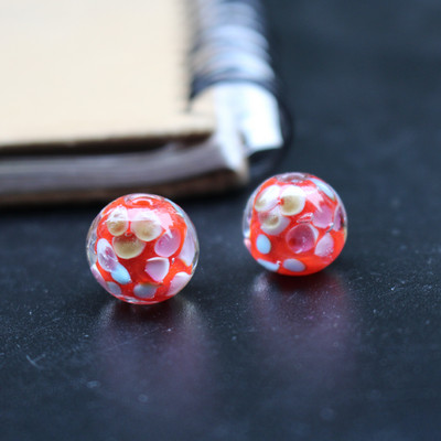 10 vnt 12 mm 14 mm rankų darbo stiklo šviestuvų karoliukai Gėlė Tiesiog purpurinė žalia ruda spalva papuošalų gamybai didmeninė ir mažmeninė prekyba