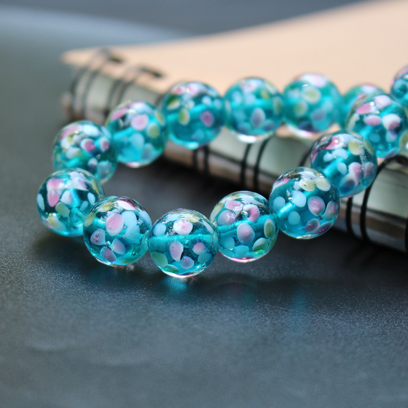 10 vnt 12 mm 14 mm rankų darbo stiklo šviestuvų karoliukai Gėlė Tiesiog purpurinė žalia ruda spalva papuošalų gamybai didmeninė ir mažmeninė prekyba