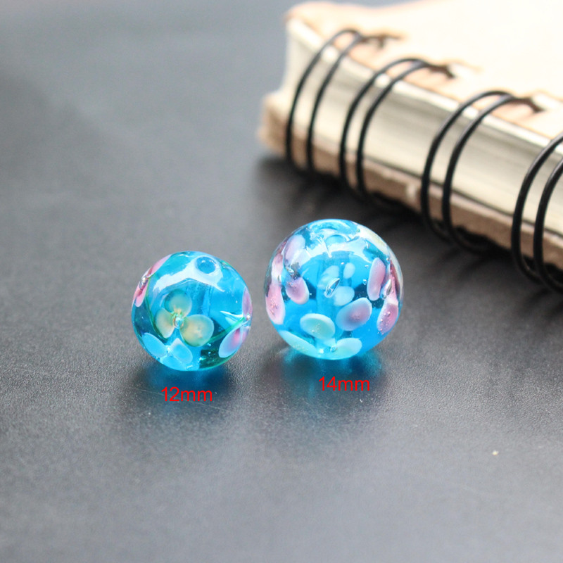 10 vnt 12 mm 14 mm rankų darbo stiklo šviestuvų karoliukai Gėlė Tiesiog purpurinė žalia ruda spalva papuošalų gamybai didmeninė ir mažmeninė prekyba