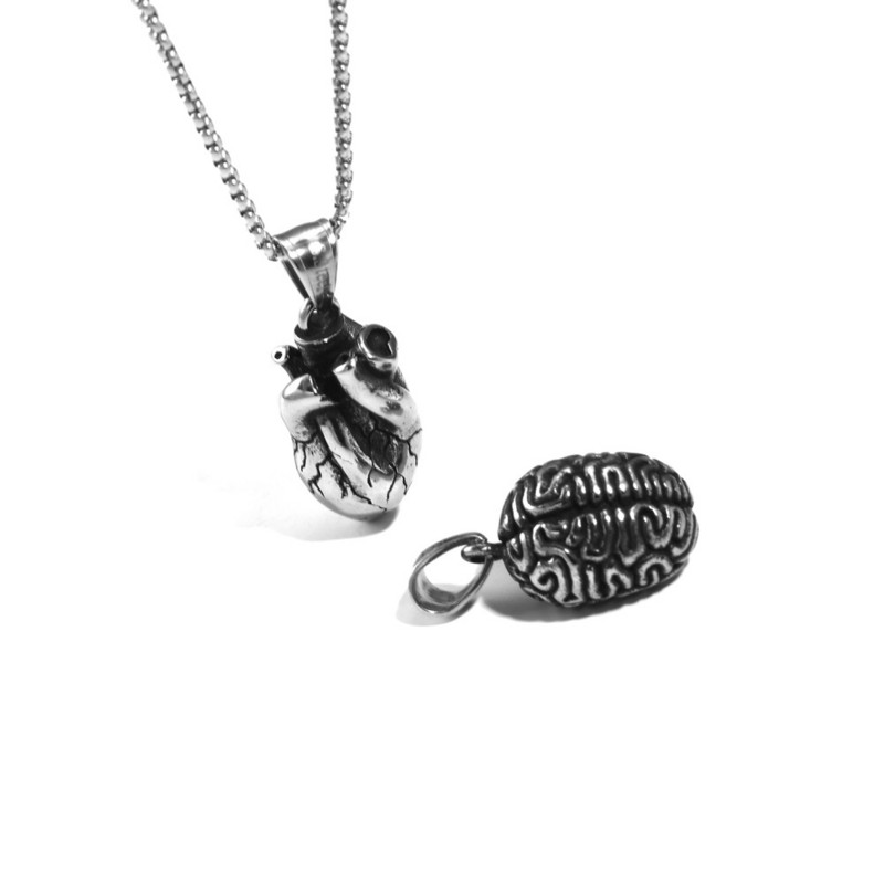 316L nerūdijančio plieno 3D širdis ir smegenys Pakabukai papuošalų gamyboje Retro atspalvių pakabukai Apyrankė „Pasidaryk pats“ vandeniui atsparus karoliai