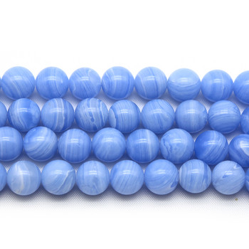 Μπλε Δαντέλα Αχάτες Πέτρινοι Χαλκηδόνιοι Στρογγυλές Χαλαρές Χάντρες Αποστάτης 4 6 8 10 12 Χιλ. Διαλέξτε μέγεθος για κοσμήματα κατασκευής DIY βραχιόλι