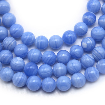 Μπλε Δαντέλα Αχάτες Πέτρινοι Χαλκηδόνιοι Στρογγυλές Χαλαρές Χάντρες Αποστάτης 4 6 8 10 12 Χιλ. Διαλέξτε μέγεθος για κοσμήματα κατασκευής DIY βραχιόλι
