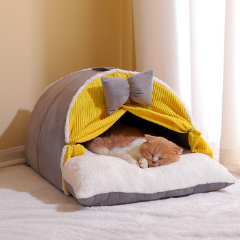 Πολυτελές ημι-κλειστό κρεβάτι ρείθρων για γάτες Tent Teepee Στρώμα ρείθρων Χαριτωμένο διακοσμητικό PP βαμβακερό γέμισμα Ζεστό αναπνεύσιμο όλες τις εποχές
