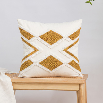 Geometrikus hímzett párnahuzat pamut bojtos rojtos párnahuzat 45*45/30*50cm dekoratív otthoni párnahuzat kanapéhoz