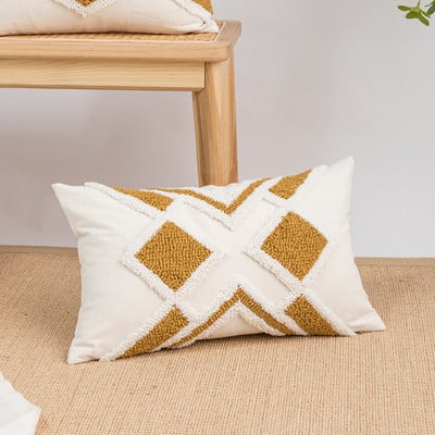 Geometrikus hímzett párnahuzat pamut bojtos rojtos párnahuzat 45*45/30*50cm dekoratív otthoni párnahuzat kanapéhoz