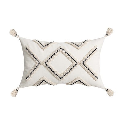 Geometrikus hímzett párnahuzat pamut bojtos rojtos párnahuzat 45*45/30*50cm dekoratív otthoni párnahuzat kanapéhoz