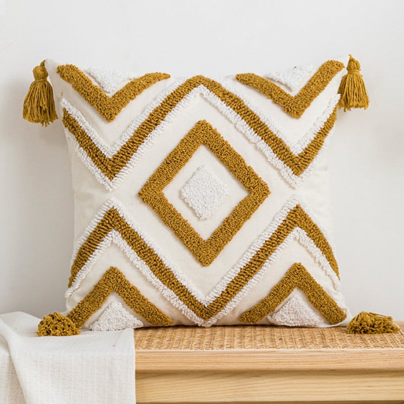 Geometrikus hímzett párnahuzat pamut bojtos rojtos párnahuzat 45*45/30*50cm dekoratív otthoni párnahuzat kanapéhoz