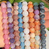 Natūralūs spalvingi šalčio įtrūkę agatai akmuo Matinis svajonių ugnies drakonas, oniksas, laisvas tarpinis karoliukas papuošalams. Apyrankė „pasidaryk pats“