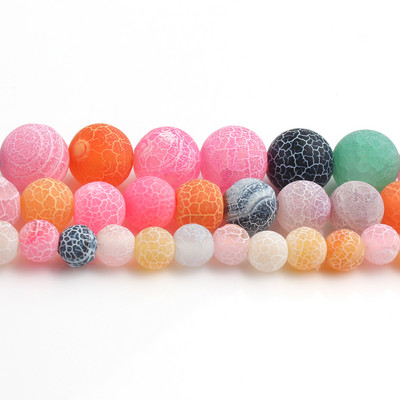 Natūralūs spalvingi šalčio įtrūkę agatai akmuo Matinis svajonių ugnies drakonas, oniksas, laisvas tarpinis karoliukas papuošalams. Apyrankė „pasidaryk pats“