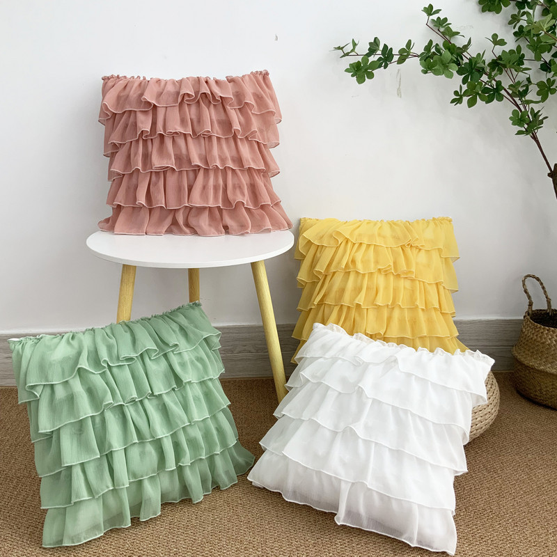 Prabangus šifono pyrago sijono pagalvės užvalkalas madingi saldainiai, solidūs nauji lotoso lapų sofos užtrauktukai pagalvėlės dekoratyvinis užvalkalas svetainei
