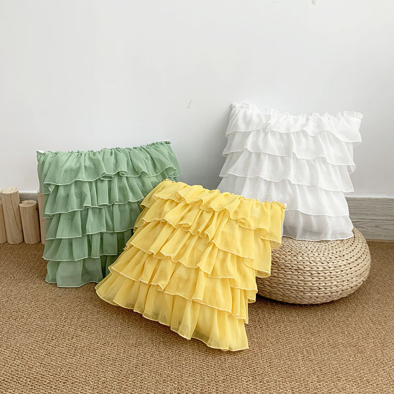 Prabangus šifono pyrago sijono pagalvės užvalkalas madingi saldainiai, solidūs nauji lotoso lapų sofos užtrauktukai pagalvėlės dekoratyvinis užvalkalas svetainei