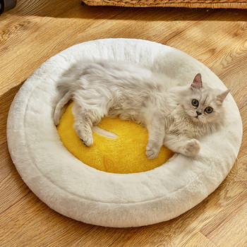 Χαριτωμένο κρεβάτι γάτας Ζεστό Άνετο καλάθι κατοικίδιων Ξαπλώστρα σκυλιών Μαξιλάρι στρογγυλό σπίτι για γατάκια για κουτάβια χαλάκι σκηνής ύπνου Μικρές γάτες Κρεβάτια που πλένονται
