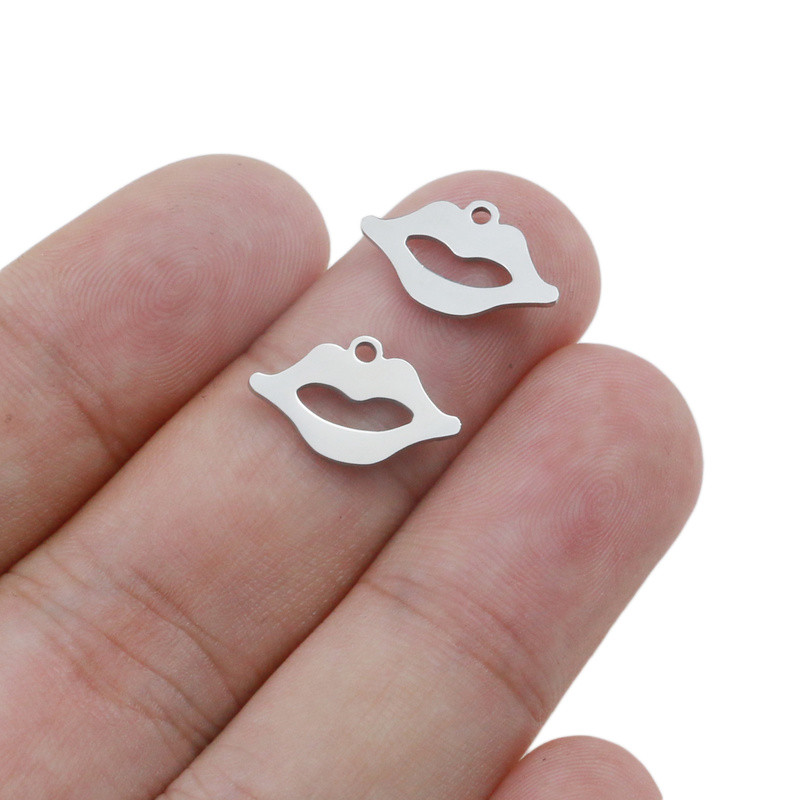 Aiovlo 10 бр./лот от неръждаема стомана Сладки устни Талисмани Висулка Направи си сам обеца Колие Чар Изработка на бижута Находки Аксесоари Консумативи