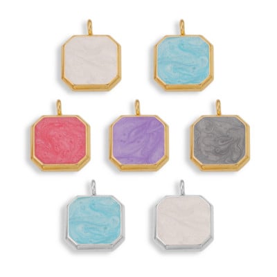 5 бр. Камък от емайл от неръждаема стомана Цветни талисмани Висулки с покритие от  злато Квадратни талисмани за висящи Направи си сам изработка на колие за обеци