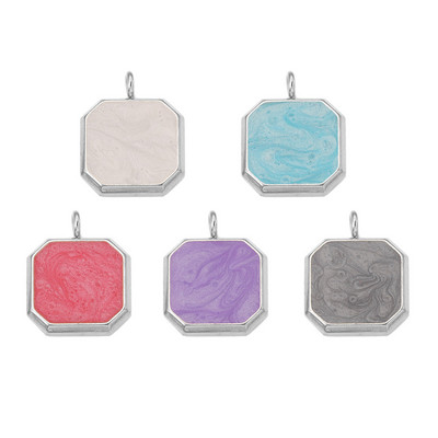 5 бр. Камък от емайл от неръждаема стомана Цветни талисмани Висулки с покритие от  злато Квадратни талисмани за висящи Направи си сам изработка на колие за обеци