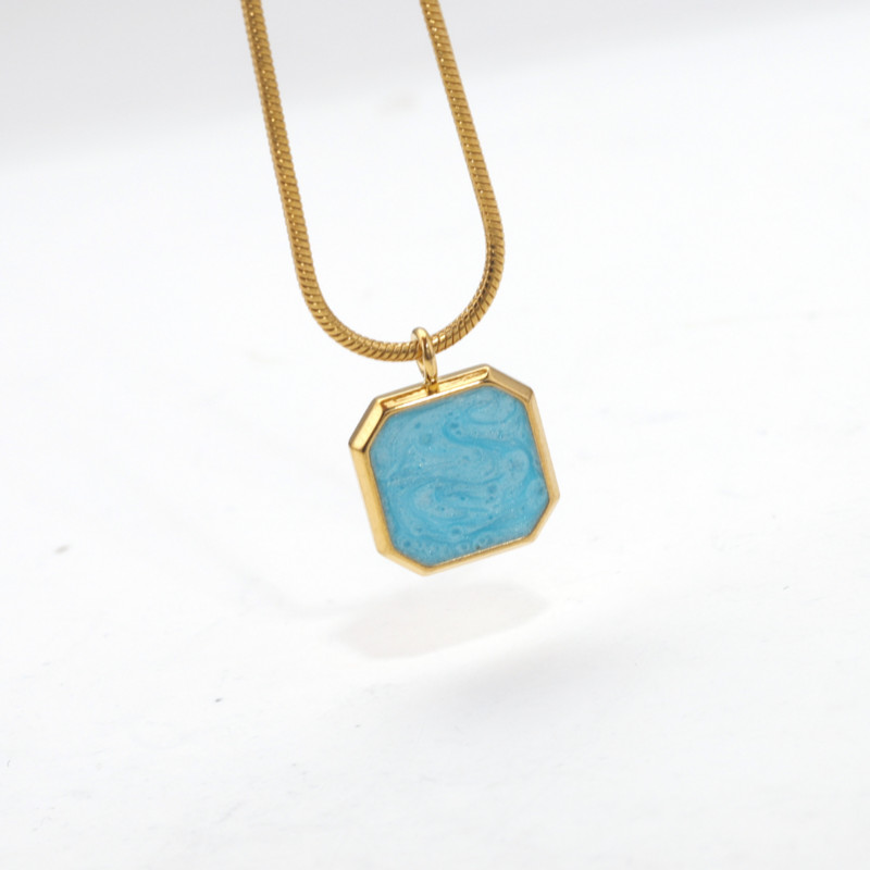 5 бр. Камък от емайл от неръждаема стомана Цветни талисмани Висулки с покритие от  злато Квадратни талисмани за висящи Направи си сам изработка на колие за обеци