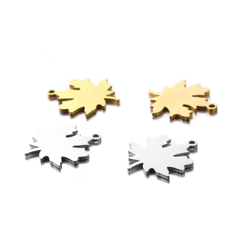 5db Rozsdamentes acél juharlevél fülbevaló Charms Fit karkötő Connector Charm karkötő nyaklánc barkács kézzel készített ékszerkészítéshez