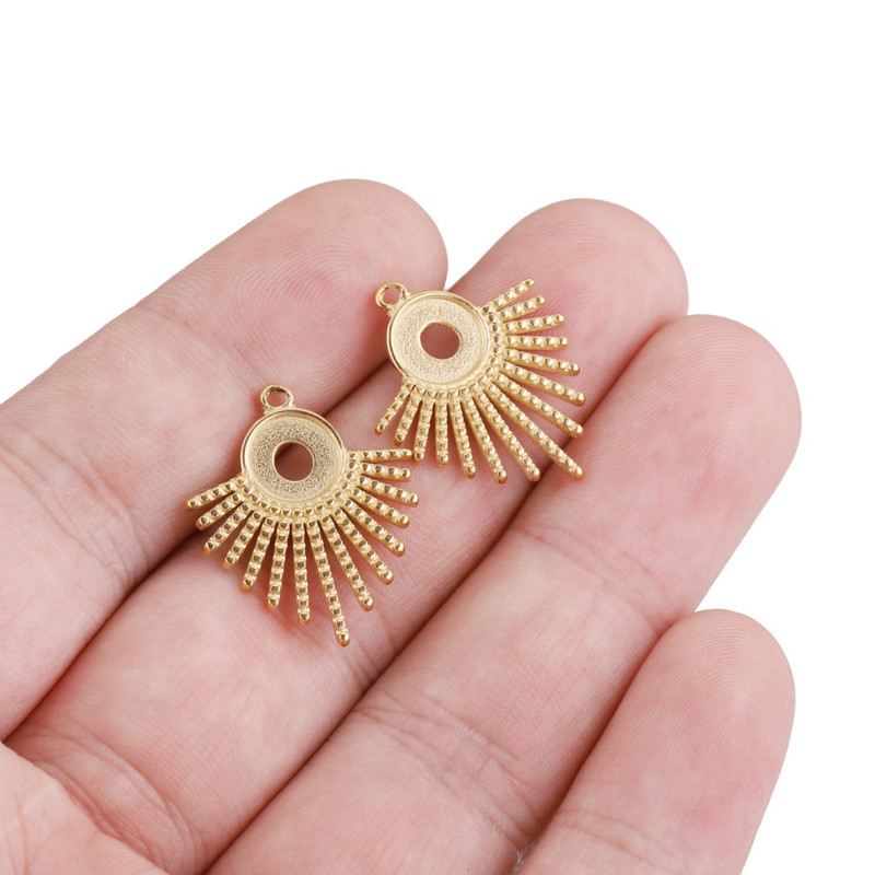 5 бр./лот Sector Fit 8 mm от неръждаема стомана Bohemia Blank Cabochon Base Setting Charms Pendant Направи си сам обеци Консумативи за производство на бижута