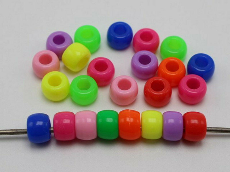 200 de margele acrilice de ponei 9X6mm diferite culori pentru copii Craft brățară Kandi