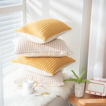 Κάλυμμα μαξιλαριού καναπέ από λινό κίτρινο λευκό ζακάρ καρό καλύμματα μαξιλαριών Boho για σαλόνι με φερμουάρ ανοιχτά μαξιλάρια Νέο διακοσμητικό μαξιλάρι