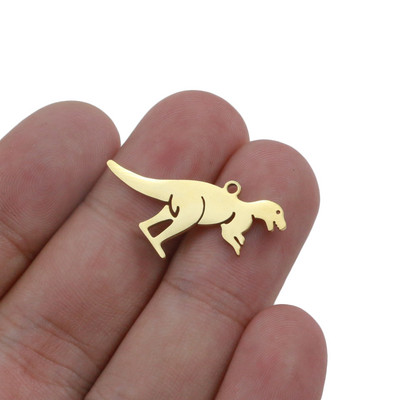 5 бр./лот Покрити от неръждаема стомана златни динозаври висулка Талисмани за Направи си сам Колие с животни Находки Занаяти Изработка на бижута Плаващ