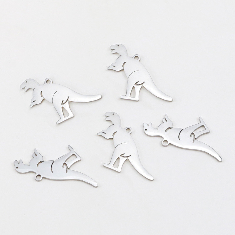 5 бр./лот Покрити от неръждаема стомана златни динозаври висулка Талисмани за Направи си сам Колие с животни Находки Занаяти Изработка на бижута Плаващ