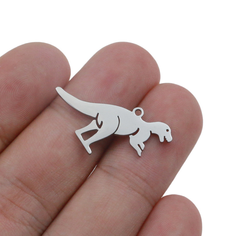 5 бр./лот Покрити от неръждаема стомана златни динозаври висулка Талисмани за Направи си сам Колие с животни Находки Занаяти Изработка на бижута Плаващ