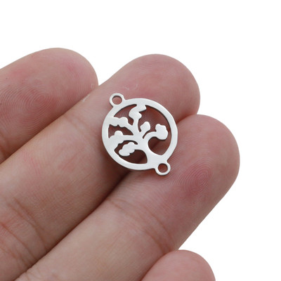 10 бр./лот 15 мм талисмани от неръждаема стомана Life Tree Charms Fit конектор за гривна Гривна с талисман Колие за ръчно изработени бижута направи си сам