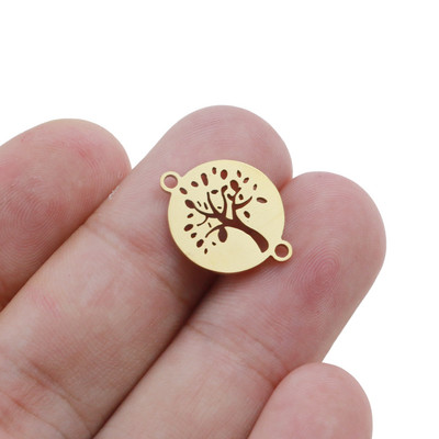 10 бр./лот 15 мм талисмани от неръждаема стомана Life Tree Charms Fit конектор за гривна Гривна с талисман Колие за ръчно изработени бижута направи си сам