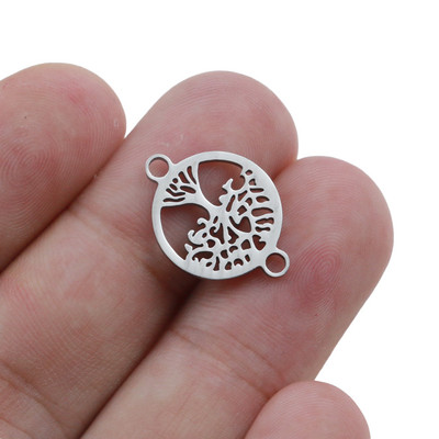 10 бр./лот 15 мм талисмани от неръждаема стомана Life Tree Charms Fit конектор за гривна Гривна с талисман Колие за ръчно изработени бижута направи си сам