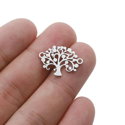 10 бр./лот 15 мм талисмани от неръждаема стомана Life Tree Charms Fit конектор за гривна Гривна с талисман Колие за ръчно изработени бижута направи си сам