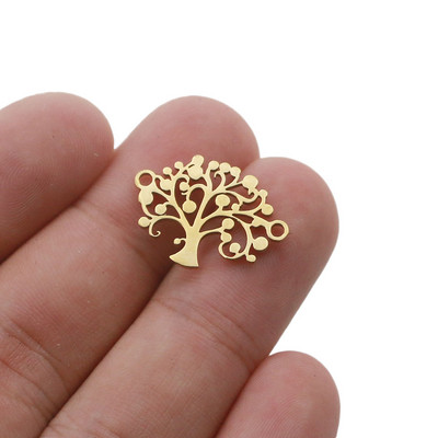 10 бр./лот 15 мм талисмани от неръждаема стомана Life Tree Charms Fit конектор за гривна Гривна с талисман Колие за ръчно изработени бижута направи си сам