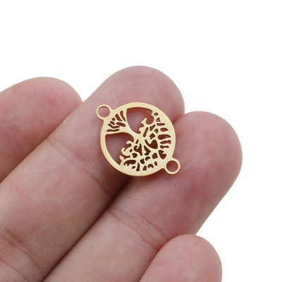 10 бр./лот 15 мм талисмани от неръждаема стомана Life Tree Charms Fit конектор за гривна Гривна с талисман Колие за ръчно изработени бижута направи си сам