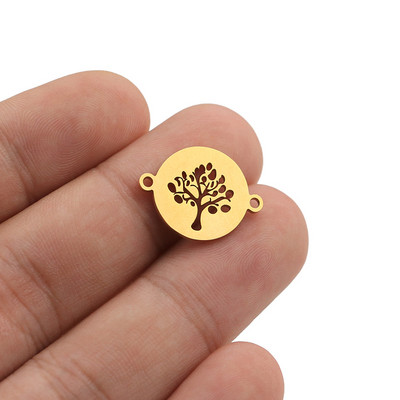 10 бр./лот 15 мм талисмани от неръждаема стомана Life Tree Charms Fit конектор за гривна Гривна с талисман Колие за ръчно изработени бижута направи си сам