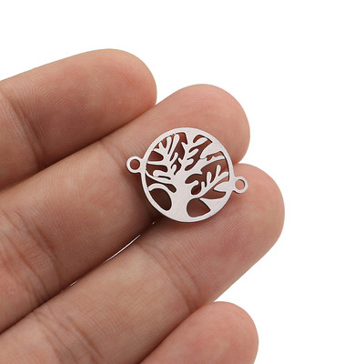 10 бр./лот 15 мм талисмани от неръждаема стомана Life Tree Charms Fit конектор за гривна Гривна с талисман Колие за ръчно изработени бижута направи си сам