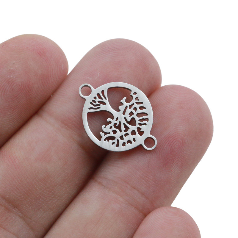 10 бр./лот 15 мм талисмани от неръждаема стомана Life Tree Charms Fit конектор за гривна Гривна с талисман Колие за ръчно изработени бижута направи си сам