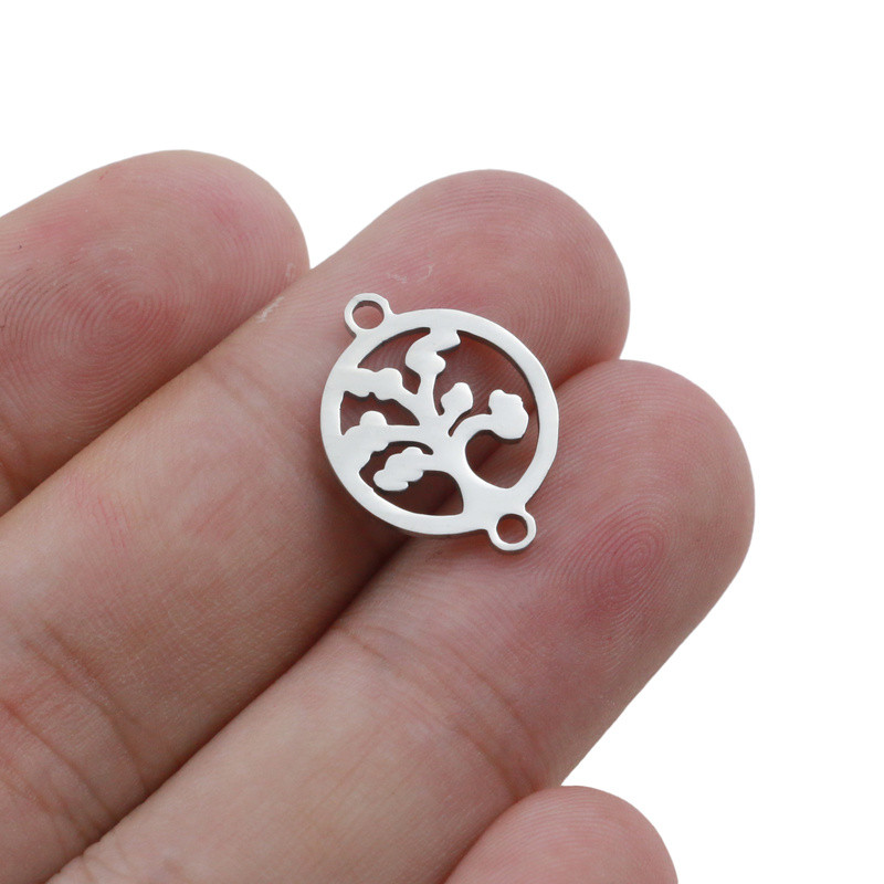 10 бр./лот 15 мм талисмани от неръждаема стомана Life Tree Charms Fit конектор за гривна Гривна с талисман Колие за ръчно изработени бижута направи си сам