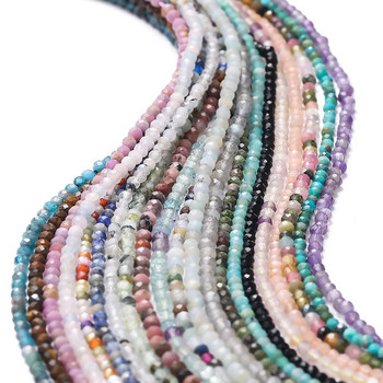 2/3/4 χιλιοστά πολυεπίπεδες χάντρες από φυσική πέτρα Χάντρες πολύτιμων λίθων από ροζ κρύσταλλο χαλαζία για την κατασκευή κοσμημάτων Beadwork DIY βραχιόλι