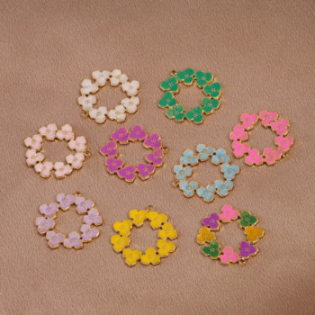 5 τμχ σμάλτο Sakura Flower Charms Ανοξείδωτα μενταγιόν στεφάνι για DIY κοσμήματα κατασκευή σκουλαρίκια Βραχιόλι κολιέ προμήθειες