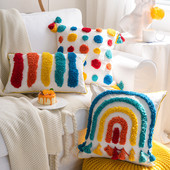 Rainbow Boho színű kanapé párnahuzat 45x45 tufting párnahuzat dekoratív párna kanapéhoz Boho Home Decor párnahuzat