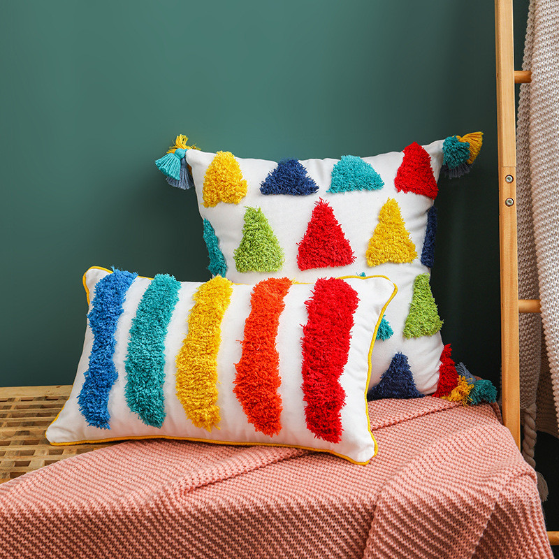Rainbow Boho színű kanapé párnahuzat 45x45 tufting párnahuzat dekoratív párna kanapéhoz Boho Home Decor párnahuzat