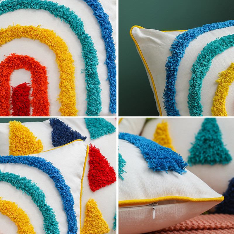 Rainbow Boho színű kanapé párnahuzat 45x45 tufting párnahuzat dekoratív párna kanapéhoz Boho Home Decor párnahuzat
