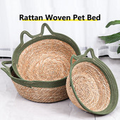 Rattan Cat Nest Bed Nyári Pussy Mat Cat Scratch Board Pet Mat Pet Supplies Plus Pamut betét minden évszakban használható