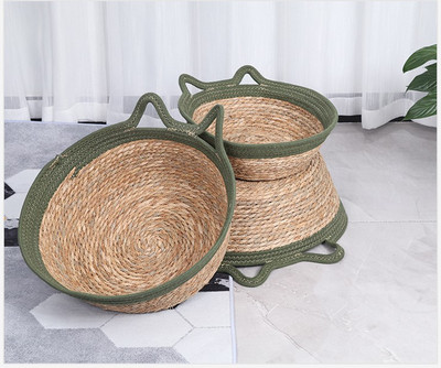 Rattan Cat Nest Bed Nyári Pussy Mat Cat Scratch Board Pet Mat Pet Supplies Plus Pamut betét minden évszakban használható