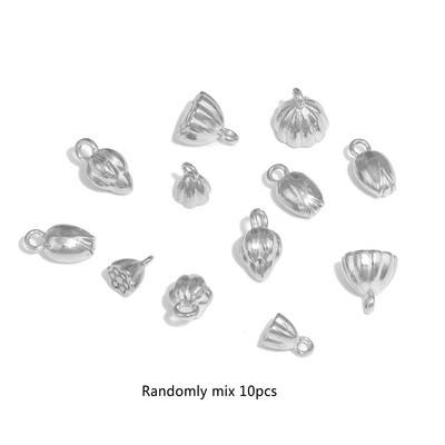 10PCS 3D Lotus висулка от неръждаема стомана Цвете на едро Мечта Направи си сам златен конектор за гривна Бижута Талисмани Аксесоари