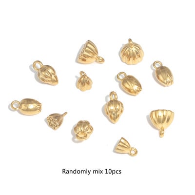 10PCS 3D Lotus висулка от неръждаема стомана Цвете на едро Мечта Направи си сам златен конектор за гривна Бижута Талисмани Аксесоари