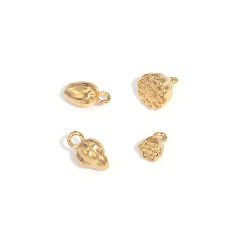 10PCS 3D Lotus висулка от неръждаема стомана Цвете на едро Мечта Направи си сам златен конектор за гривна Бижута Талисмани Аксесоари